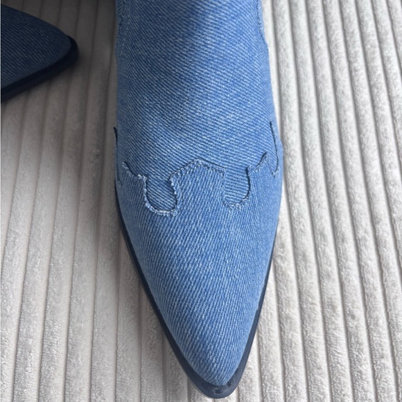 Stylish Denim Heeled Boots - Picture 3 of 4